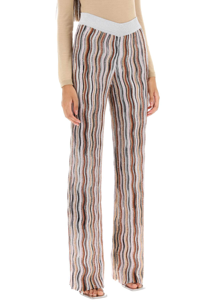 Shop Missoni Sequined Knit Pants With Wavy Motif Women In Multicolor