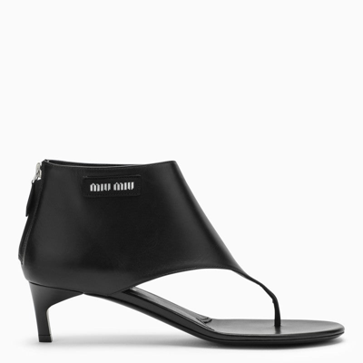 Shop Miu Miu Black Leather Thong Boot Women