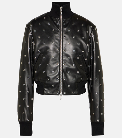 Shop Alaïa Studded Leather Bomber Jacket In Black