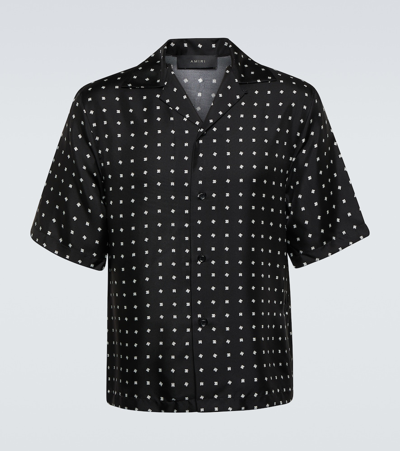 Shop Amiri Mix And Match M. A. Silk Bowling Shirt In Black