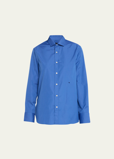 Shop Hommegirls Classic Button Down Shirt In Royal Blue