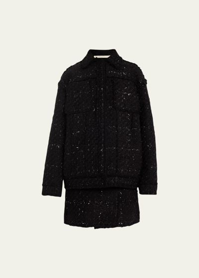 Shop Jason Wu Collection Metallic Fringe Tweed Jacket In Black