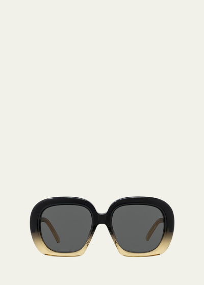 Shop Loewe Smokey Gradient Curved Acetate Square Sunglasses In Dark Brown Smoke