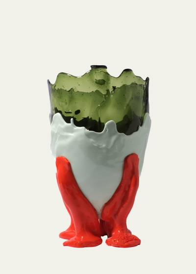 Shop Corsi Clear Extra Color Vase In Green/aqua/orange