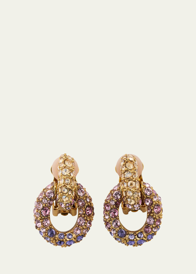 Shop Oscar De La Renta Fortuna Crystal Hoop Drop Earrings In Amethyst Multi