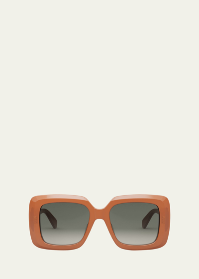 Shop Celine Bold Acetate Square Sunglasses In Sdkgrn/violmr