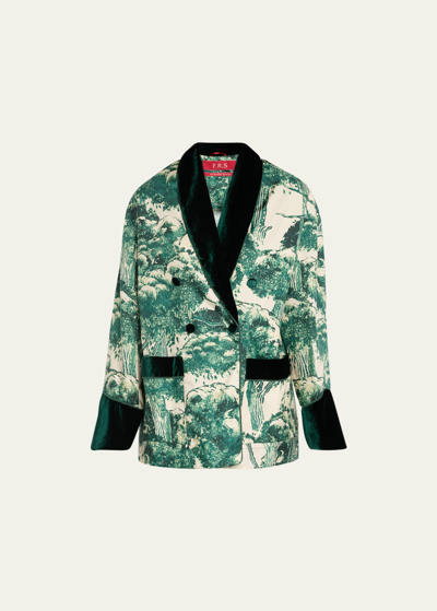 Shop F.r.s For Restless Sleepers Tree Print Double-breasted Jacket With Velvet Collar In 281