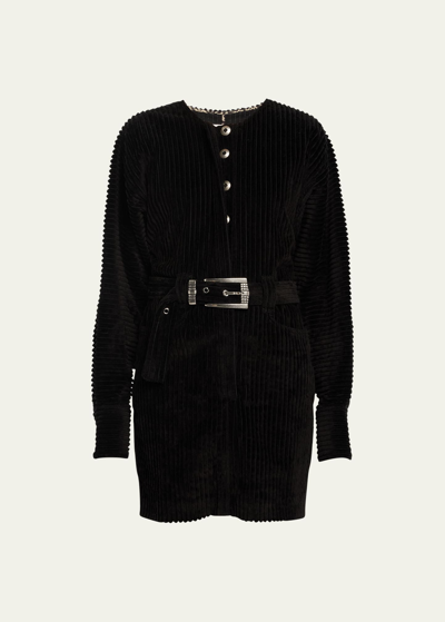 Shop Alix Of Bohemia Laurent Licorice Corduroy Mini Shirtdress In Black