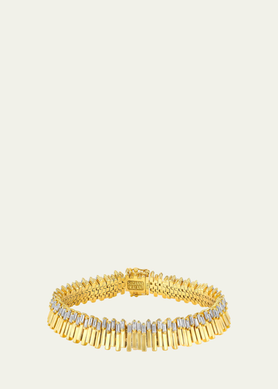 Shop Suzanne Kalan 18k Yellow Gold Jagged Baguette Diamond Tennis Bracelet In Yg