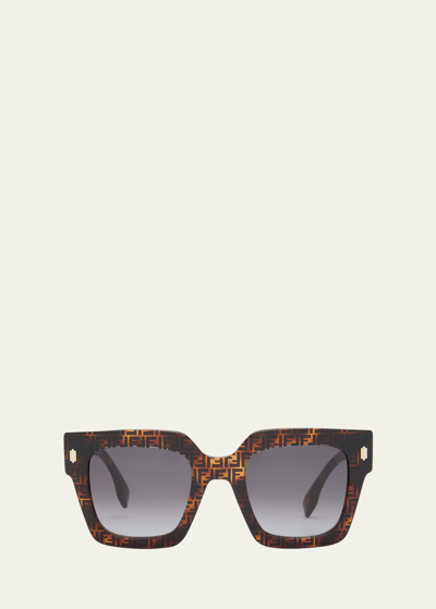 Shop Fendi Roma Square Sunglasses In Colhav/smkg