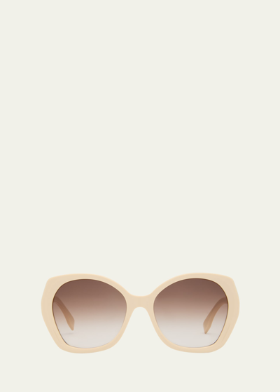 Shop Fendi Lettering Butterfly Acetate Sunglasses In Sbeig/brng