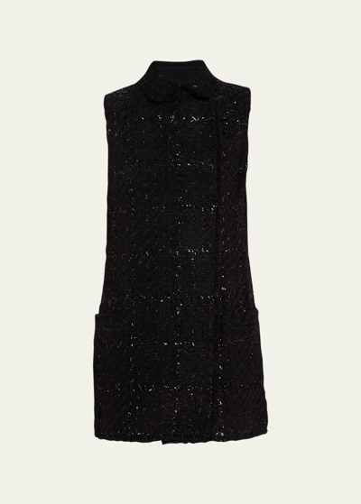 Shop Jason Wu Collection Metallic Fringe Tweed Mini Shift Dress In Black