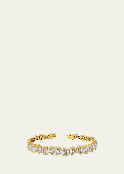 Shop Suzanne Kalan Shimmer Audrey 18k Yellow Gold Diamond Bangle Bracelet In Yg