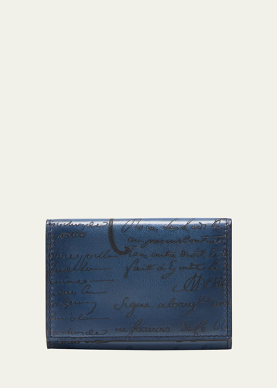 Shop Berluti Men's Imbuia Scritto Leather Bifold Card Holder In Aveiro
