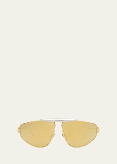Shop Loewe Anagram Metal Alloy Aviator Sunglasses In Shiny Endura Gold