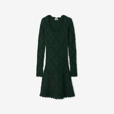 Shop Burberry Aran Wool Blend Dress In Vine