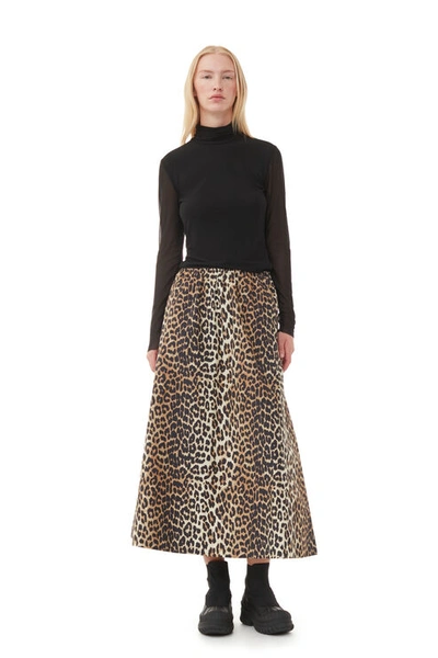 Ganni Leopard Printed Elasticated Maxi Skirt