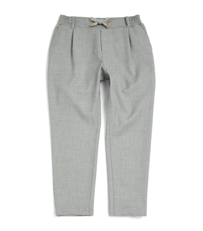 Shop Eleventy Wool-blend Drawstring Trousers (2-16 Years) In Grey