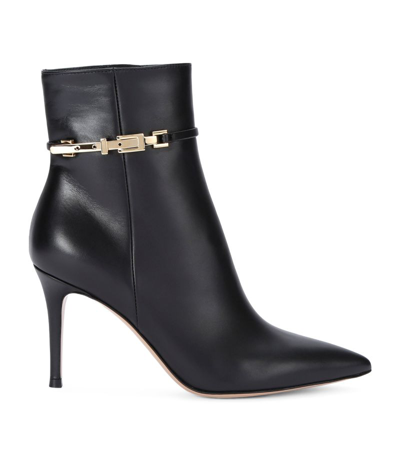 Shop Gianvito Rossi Leather Carrey Heeled Boots 85 In Black