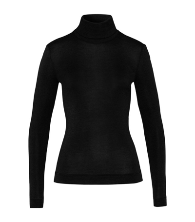 Shop Hanro Silk-cashmere Rollneck Top In Black