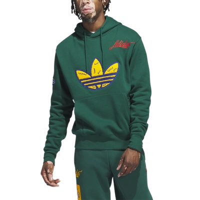 Shop Adidas Originals Mens  Badge Pullover Fleece Hoodie In Green/white