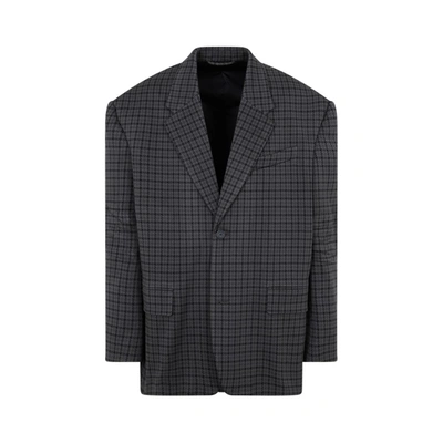 Shop Balenciaga Knitted Jacket In Grey