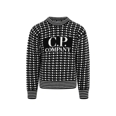 Shop C.p. Company 2 Logo Knit Pullover Sweater In Black