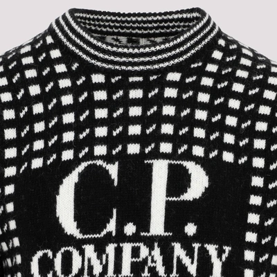 Shop C.p. Company 2 Logo Knit Pullover Sweater In Black
