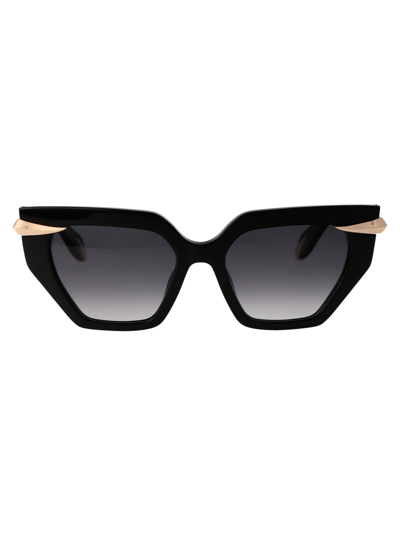Shop Roberto Cavalli Src001m Sunglasses In 0700 Black