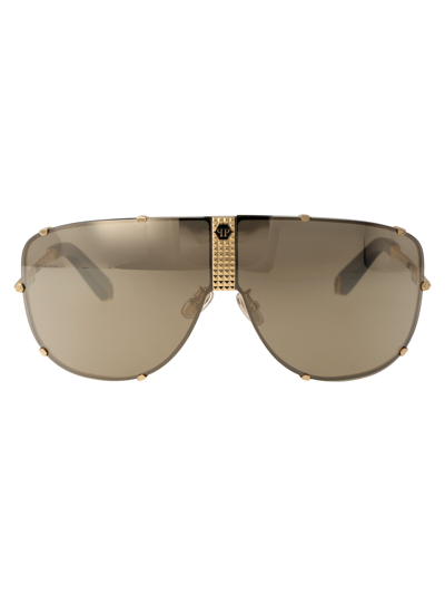 Shop Philipp Plein Spp075m Sunglasses In 400g Gold