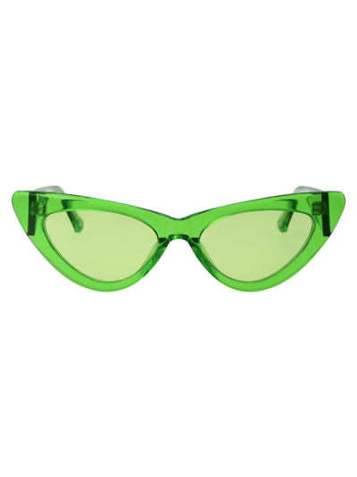 Shop Attico Dora Sunglasses In 11 Green Silver Green