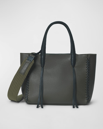 Shop Callista Mini Braided Leather Tote Bag In Khaki