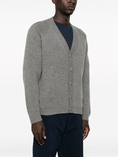 Shop Kenzo Target Wool Cardigan In Grey
