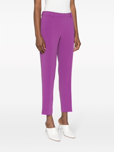 Shop Alberto Biani Straight Leg Cady Trousers In Violet