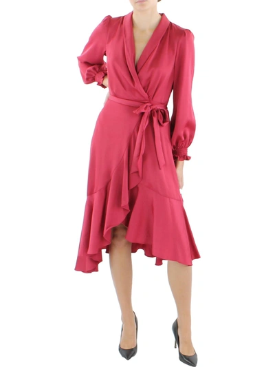Shop Taylor Womens Surplice Mid-calf Wrap Dress In Pink
