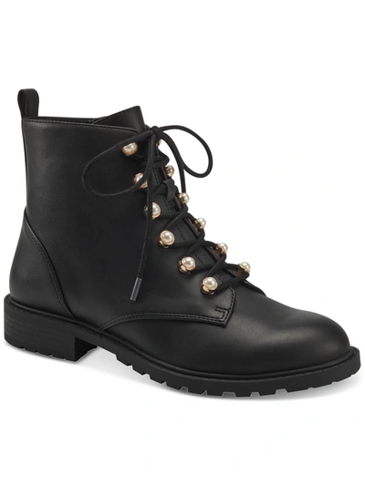 Shop Charter Club Womens Faux Leather Studded Combat & Lace-up Boots In Black