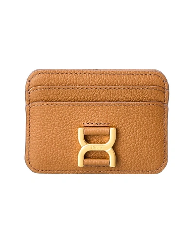 Shop Chloé Marcie Leather Card Case In Brown