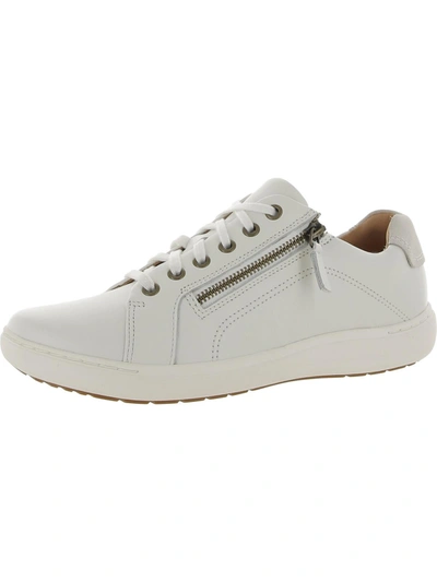 Shop Clarks Womens Leather Lace Up Casual And Fashion Sneakers In White
