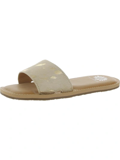Shop Yellowbox Dariah Womens Leather Slip On Slide Sandals In Gold