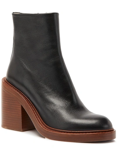 Shop Chloé May Womens Leather Round Toe Ankle Boots In Black