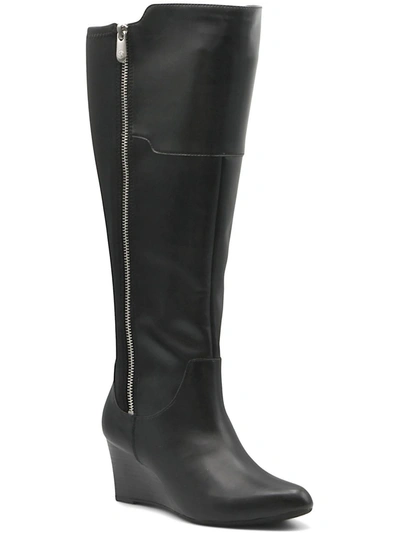Shop Adrienne Vittadini Madrona Womens Faux Leather Tall Knee-high Boots In Black