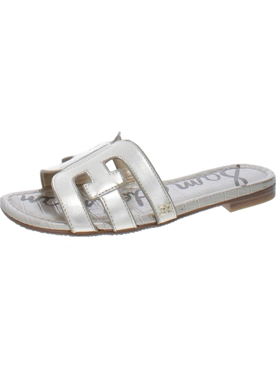 Shop Sam Edelman Bay Womens Cut-out Slip On Slide Sandals In Silver