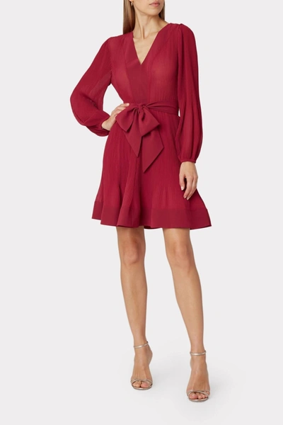 Shop Milly Liv Solid Pleated Dress In Raspberry In Multi