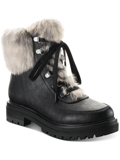 Shop Sun + Stone Orlaa Womens Faux Leather Cold Weather Combat & Lace-up Boots In Black