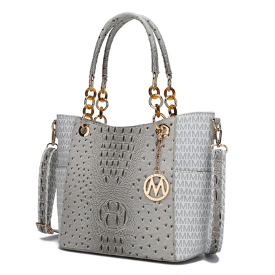 Mkf Collection By Mia K Miriam Signature Vegan Leather Tote Handbag In Grey
