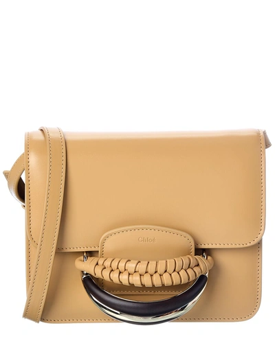 Shop Chloé Kattie Leather Shoulder Bag In Beige