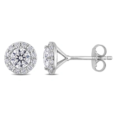 Mimi & Max 1 1/3ct Dew Created Moissanite Round Halo Stud Earrings In Sterling Silver In White