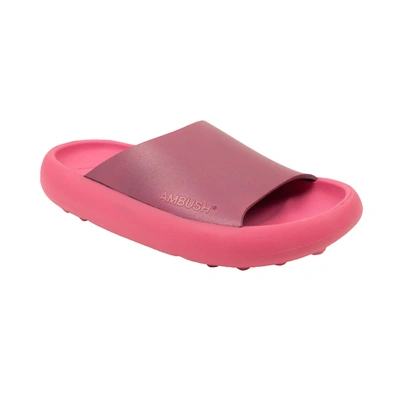 Shop Ambush Pink Rubber Logo Slides