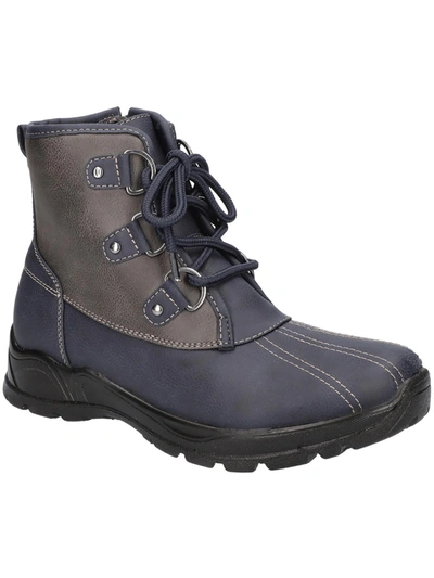 Shop Easy Dry By Easy Street Arctic Womens Faux Leather Cold Weather Winter & Snow Boots In Blue