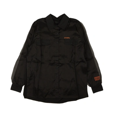 Heron Preston Black Double Layer Button Down Blouse In Black